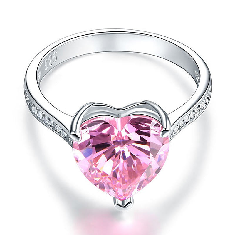 Heart Shaped Sterling Silver "Endearment" Ring in Pink