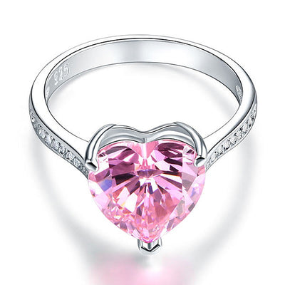 Heart Shaped Sterling Silver "Endearment" Ring in Pink