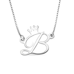 Personalize Initial Crown Necklace