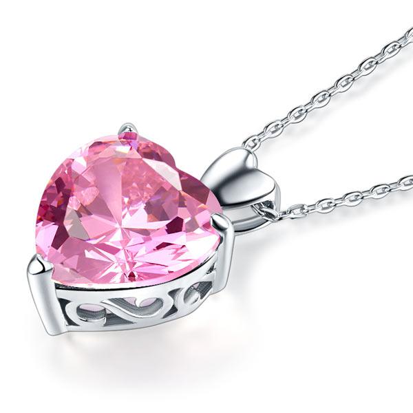 Heart Shaped Sterling Silver "Endearment" Necklace in Pink
