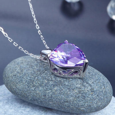 Heart Shaped Sterling Silver "Endearment" Necklace in Purple