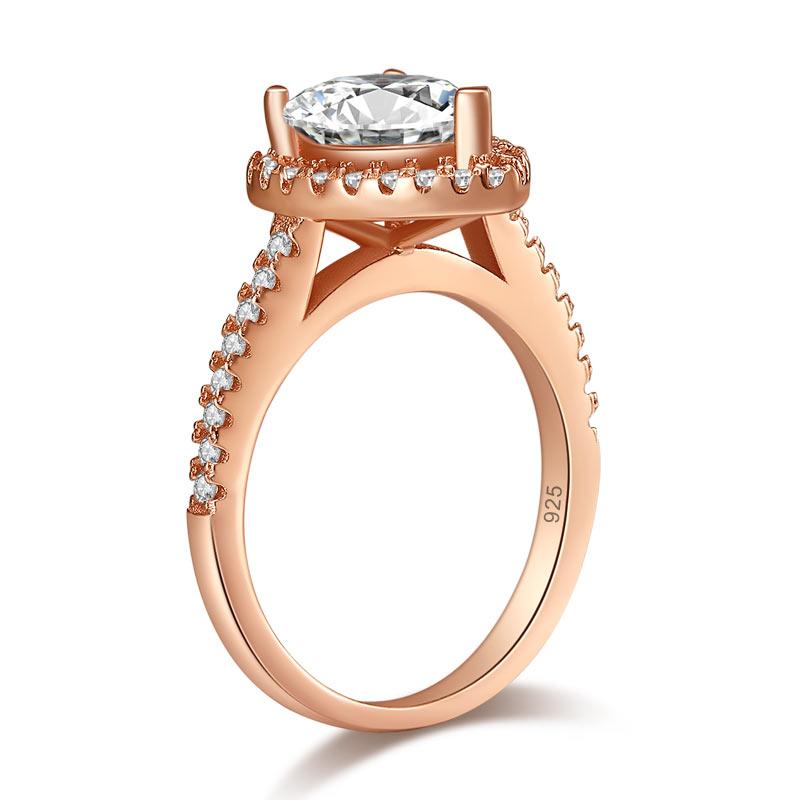 Pear Cut Sterling Silver "Angel" Ring in Rose Gold