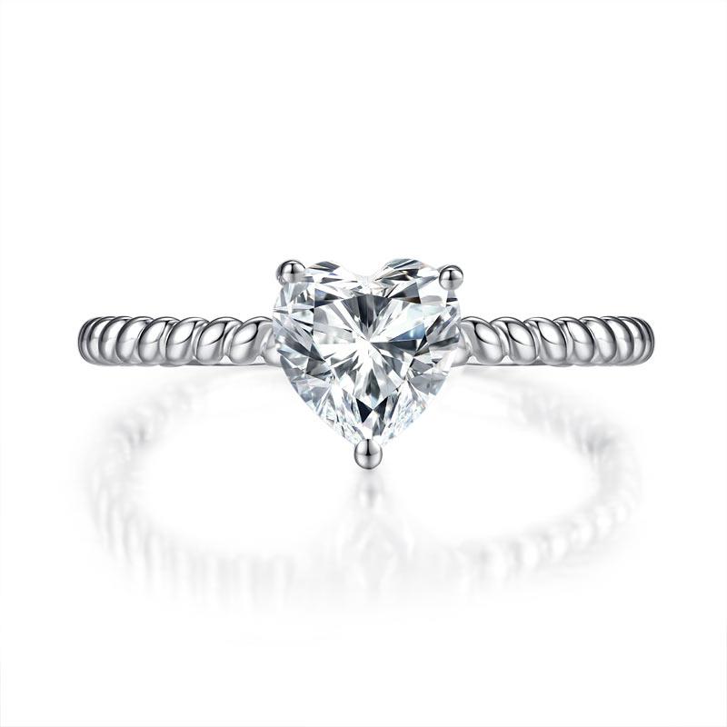 1 Carat Heart Shaped Moissanite Diamond Ring
