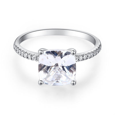 Cushion Cut 14k Solid White Gold with Topaz Stone Encrusted with Natural Diamonds