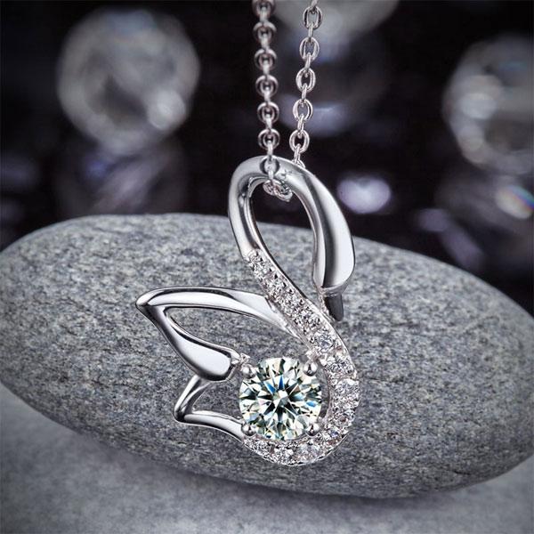 Sterling Silver Swan Shaped "Serenity" Necklace