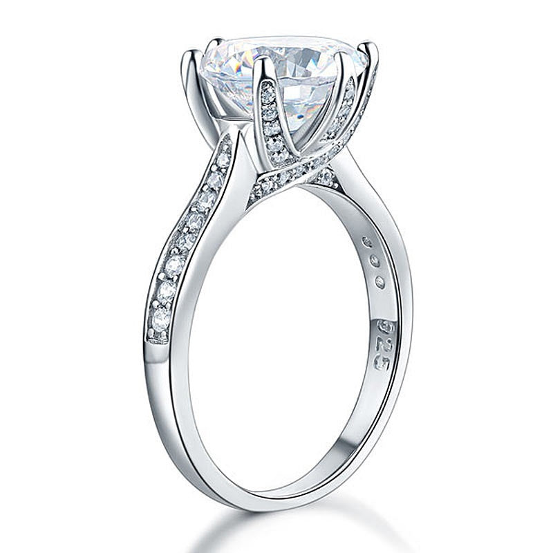 Round Cut Sterling Silver "Messiah" Ring with Solitaire Setting