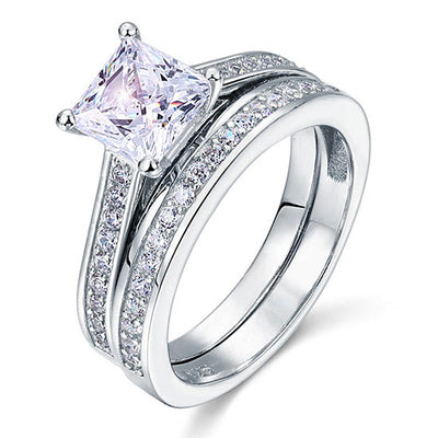 Princess Cut Sterling silver "Covenant" Ring Set