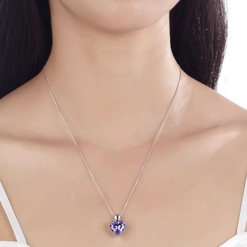 Heart Shaped Sterling Silver "Endearment" Necklace in Purple