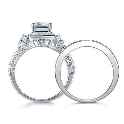 Princess Cut Sterling Silver "Alpha" Ring Set