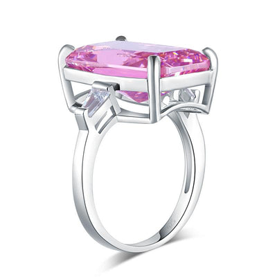 Princess Cut Sterling Silver "Harmony" Ring in Pink