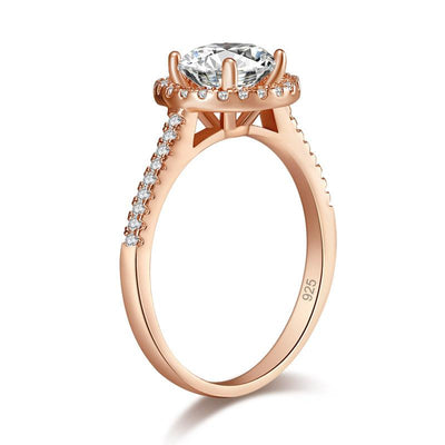 Round Cut Sterling Silver "Eve" Ring in Rose Gold