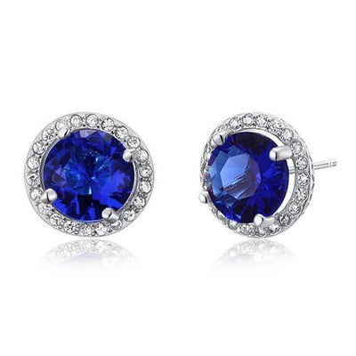 Round Cut Sterling Silver “Azure” Earrings