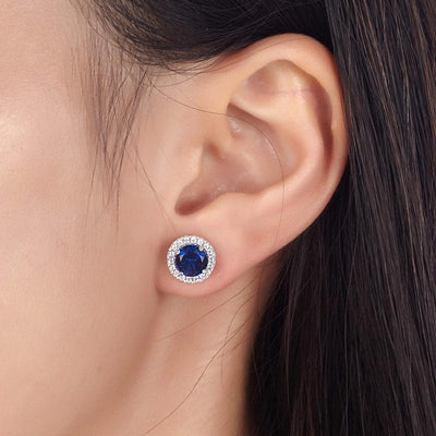Round Cut Sterling Silver “Azure” Earrings