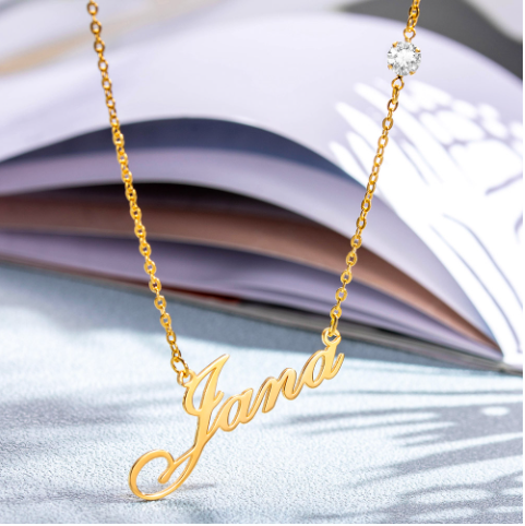 Personalized Name Necklace with Stone