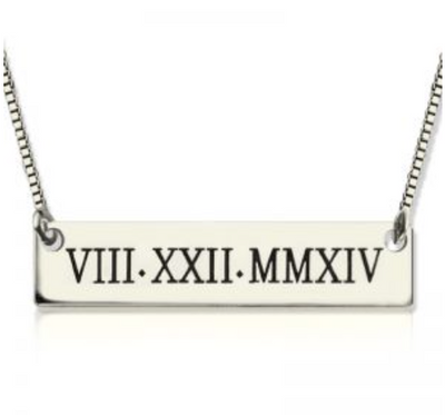 Personalized Roman Numeral Bar Necklace